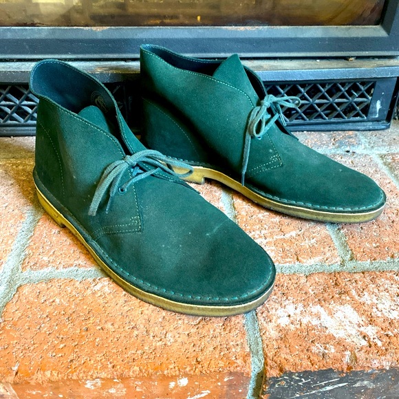 Clarks Originals Desert Boots Mens 11 Green Suede Ankle Chukka Preppy Streetwear - Picture 1 of 7